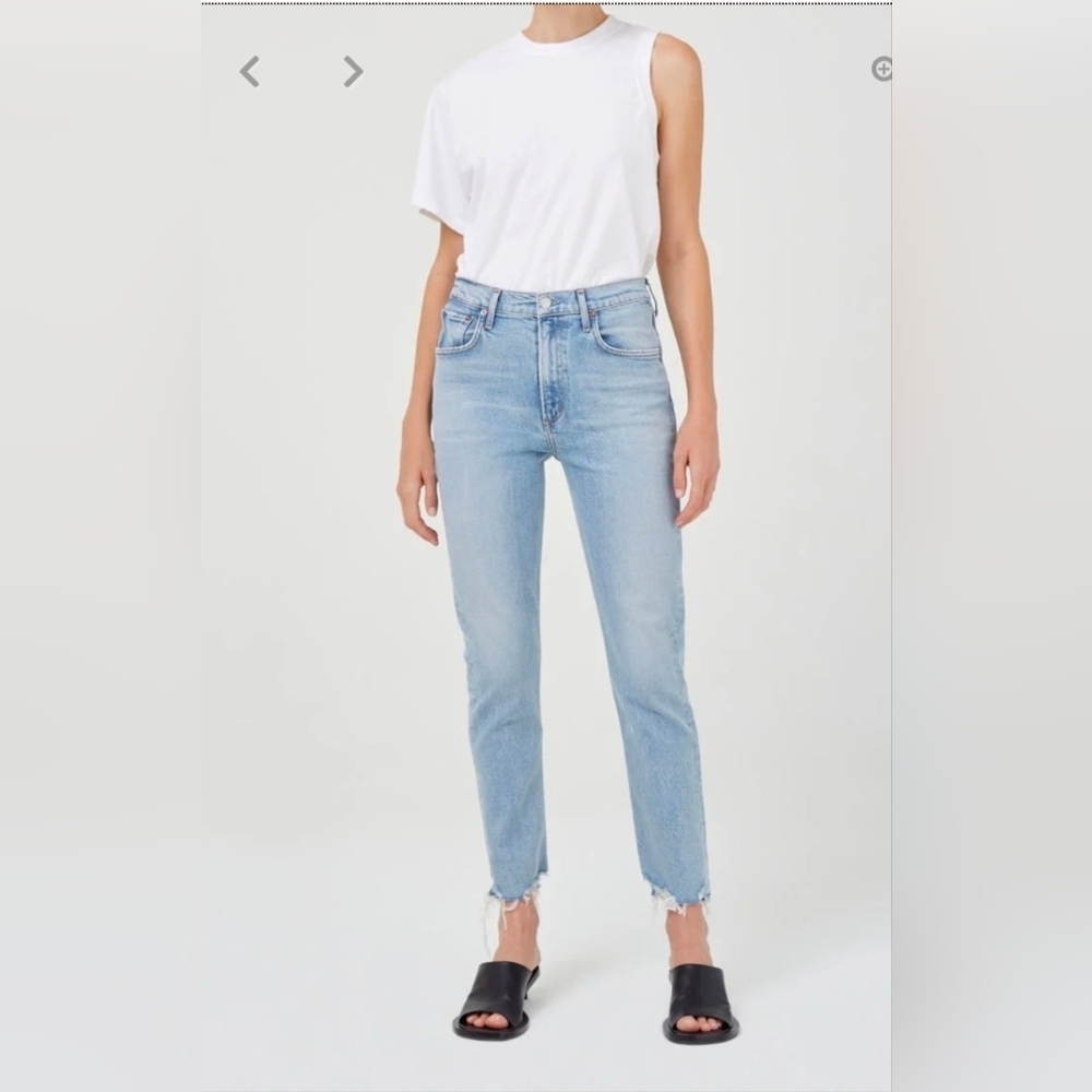 AGOLDE Merrel High Rise Straight Leg Raw Hem Jeans